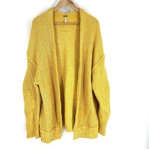 🍂🍁Free People 🤩 Oversized Sweater Womens Mustard Yellow High Hopes Cardigan🥰